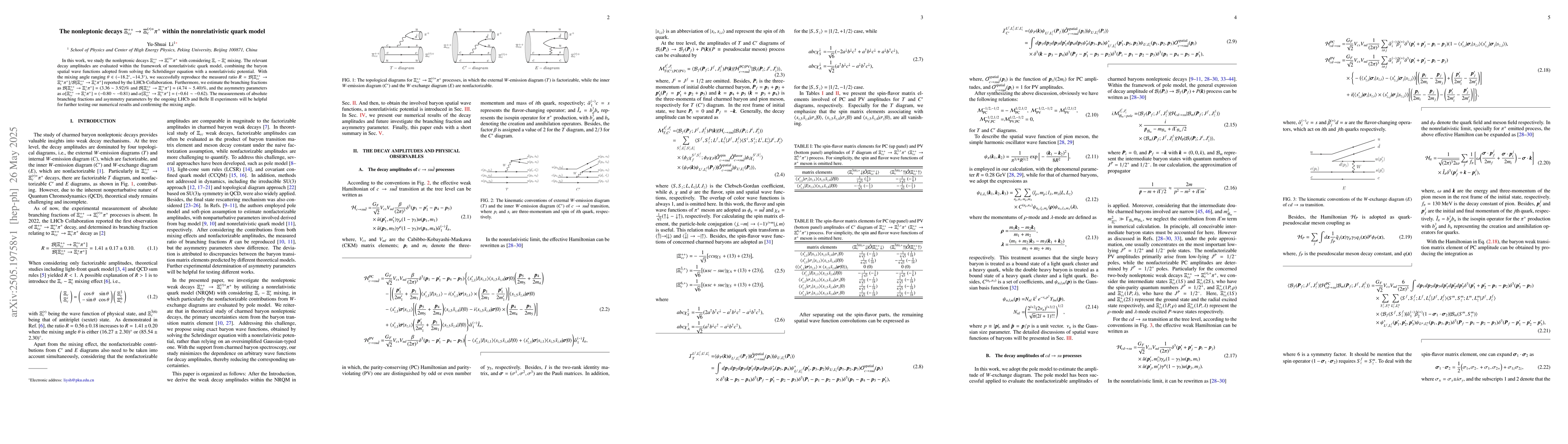 Thumbnail for The nonleptonic decays $Ξ_{cc}^{++}\toΞ_{c}^{(\prime)+}π^{+}$
  within the nonrelativistic quark model
