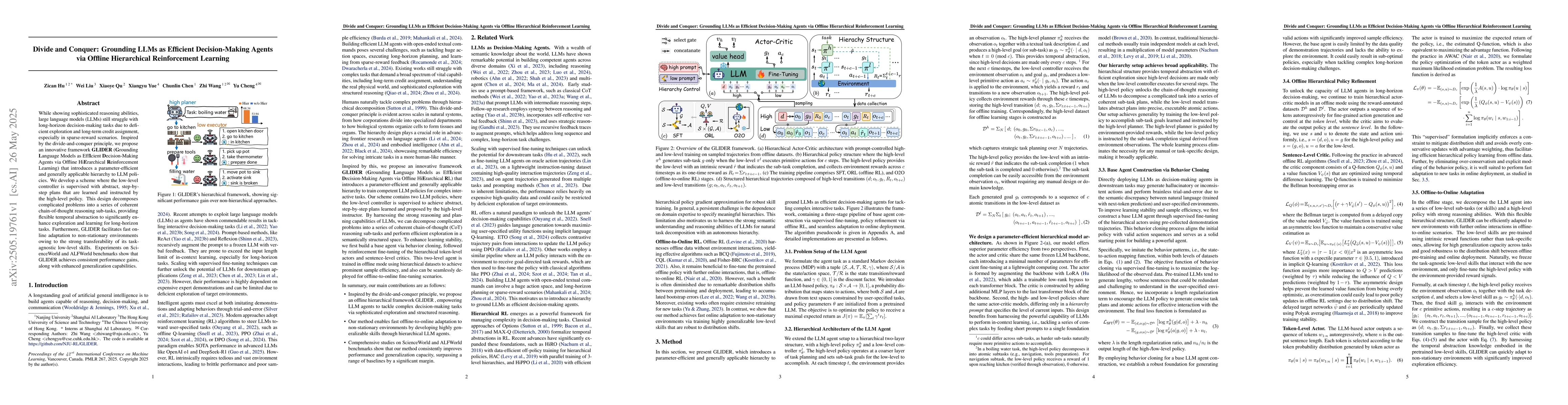 Thumbnail for Divide and Conquer: Grounding LLMs as Efficient Decision-Making Agents
  via Offline Hierarchical Reinforcement Learning