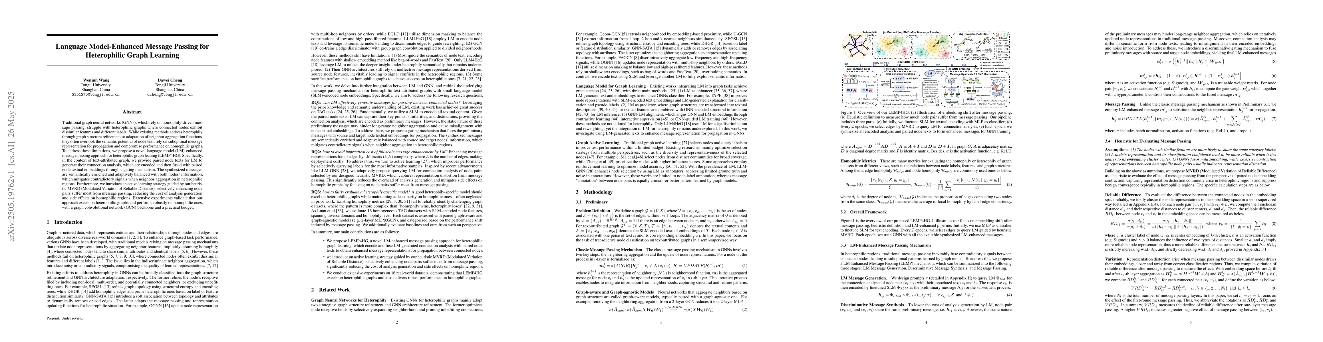 Thumbnail for Language Model-Enhanced Message Passing for Heterophilic Graph Learning