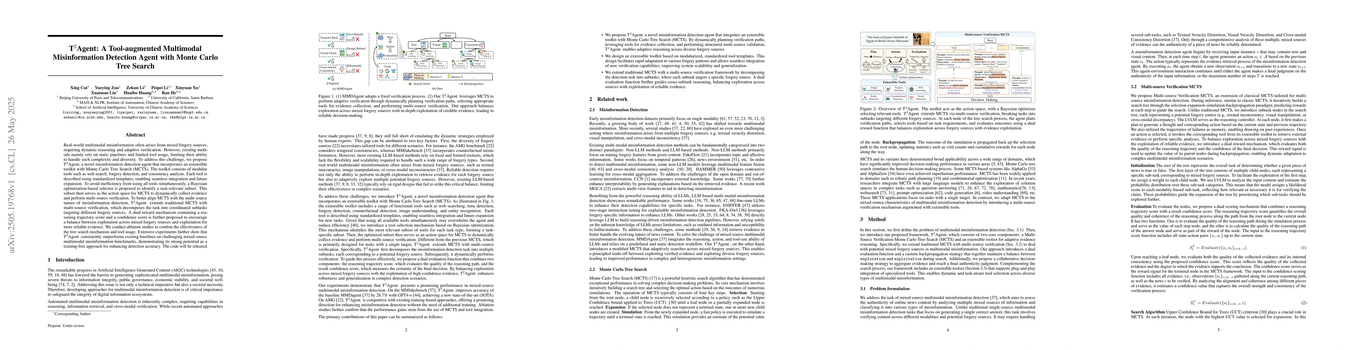 Thumbnail for T^2Agent A Tool-augmented Multimodal Misinformation Detection Agent with
  Monte Carlo Tree Search