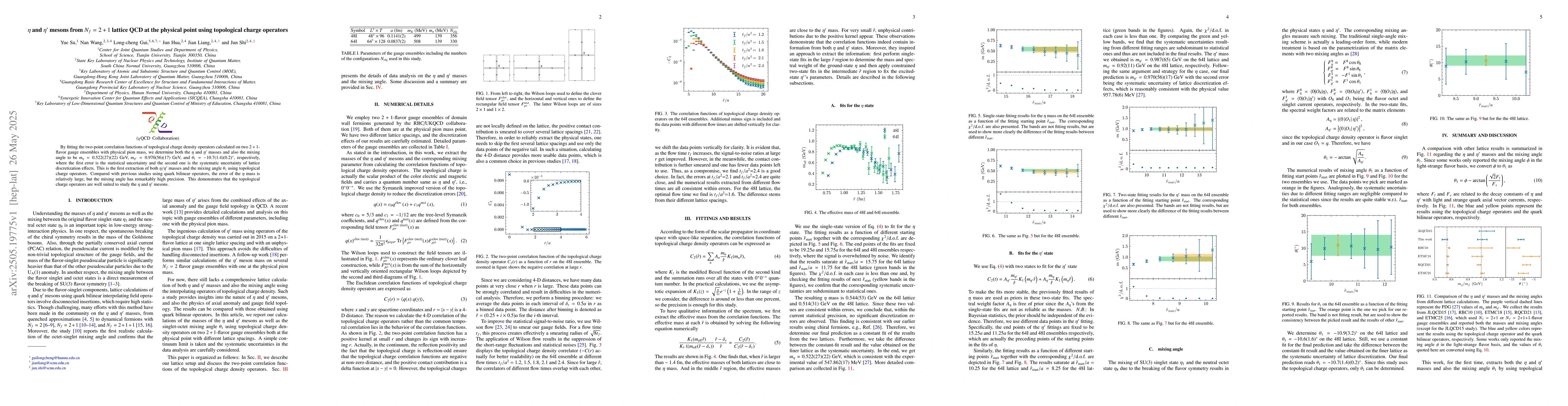 Thumbnail for $η$ and $η'$ mesons from $N_f = 2+1$ lattice QCD at the physical
  point using topological charge operators
