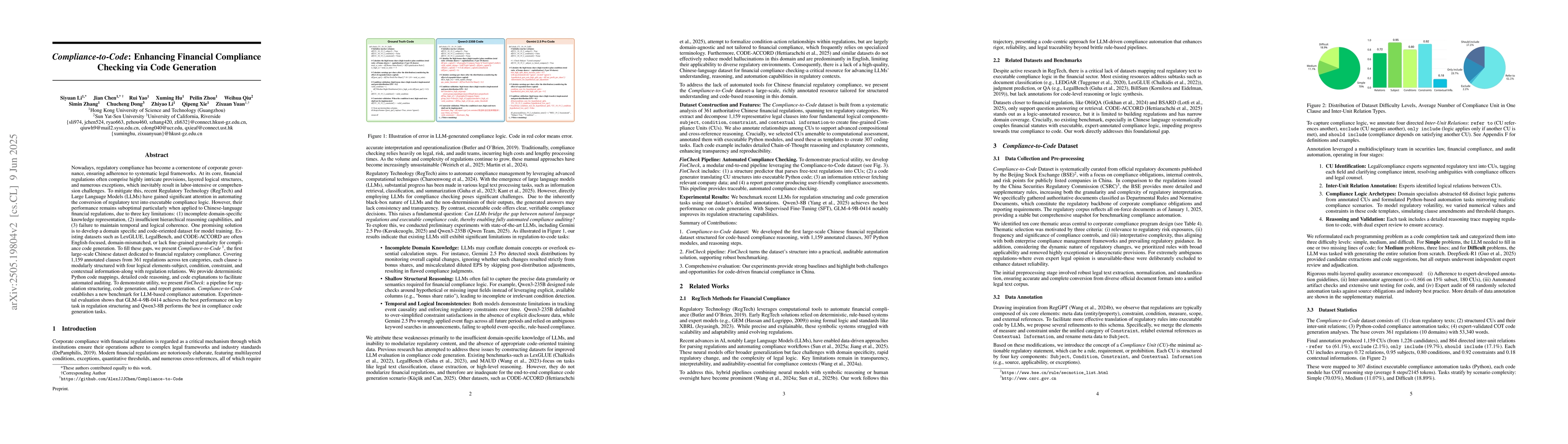 Thumbnail for Compliance-to-Code: Enhancing Financial Compliance Checking via Code
  Generation