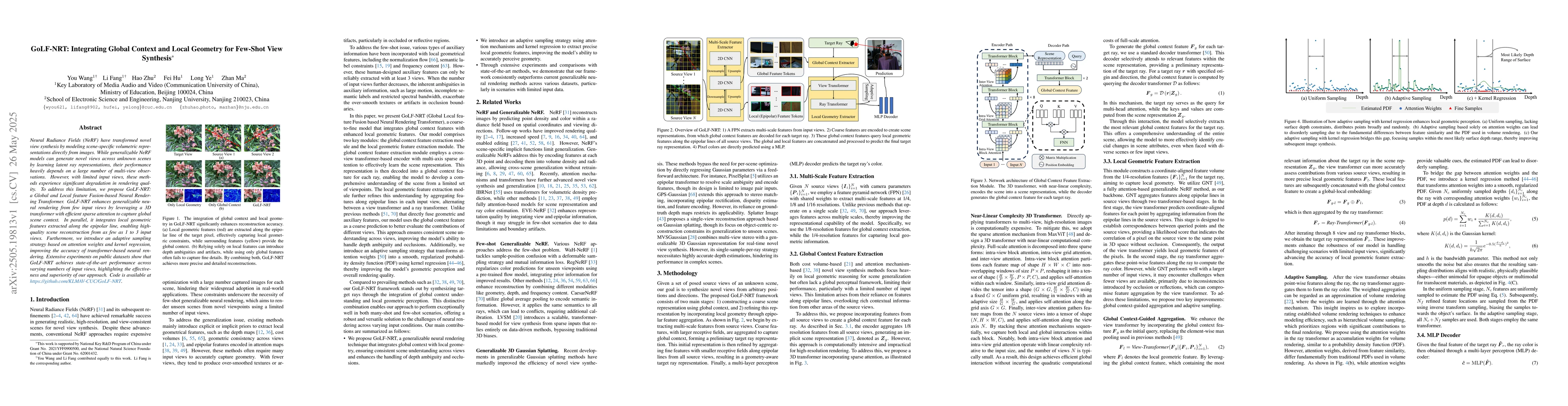 Thumbnail for GoLF-NRT: Integrating Global Context and Local Geometry for Few-Shot
  View Synthesis