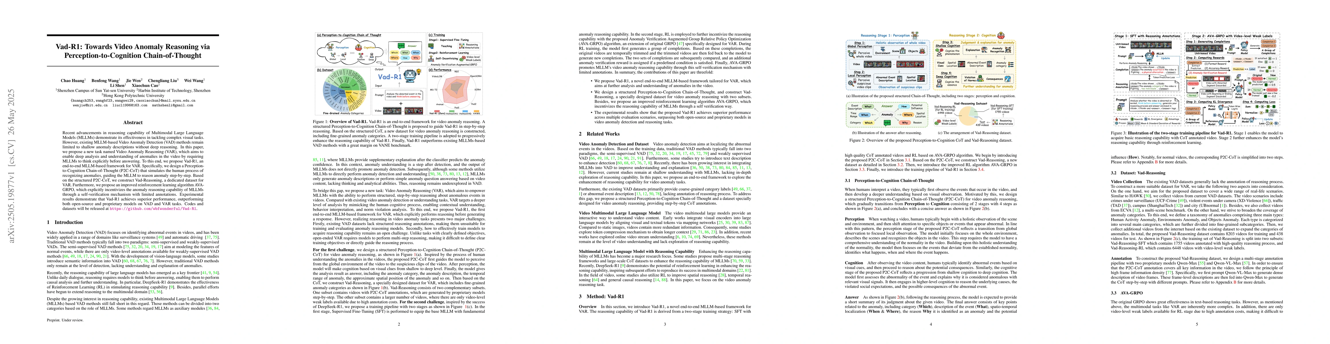 Thumbnail for Vad-R1: Towards Video Anomaly Reasoning via Perception-to-Cognition
  Chain-of-Thought