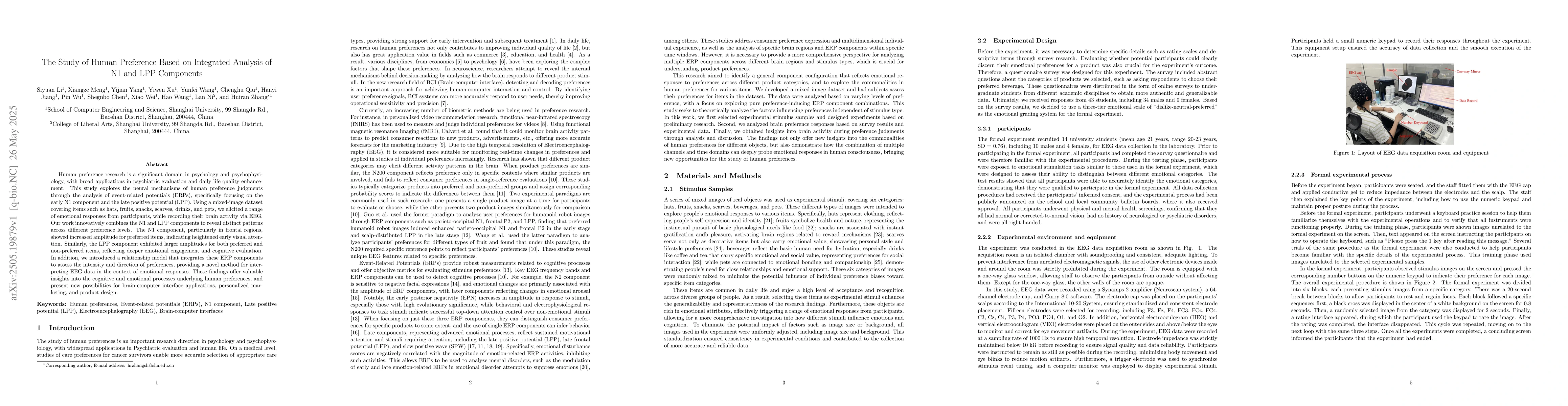 Thumbnail for The Study of Human Preference Based on Integrated Analysis of N1 and LPP
  Components
