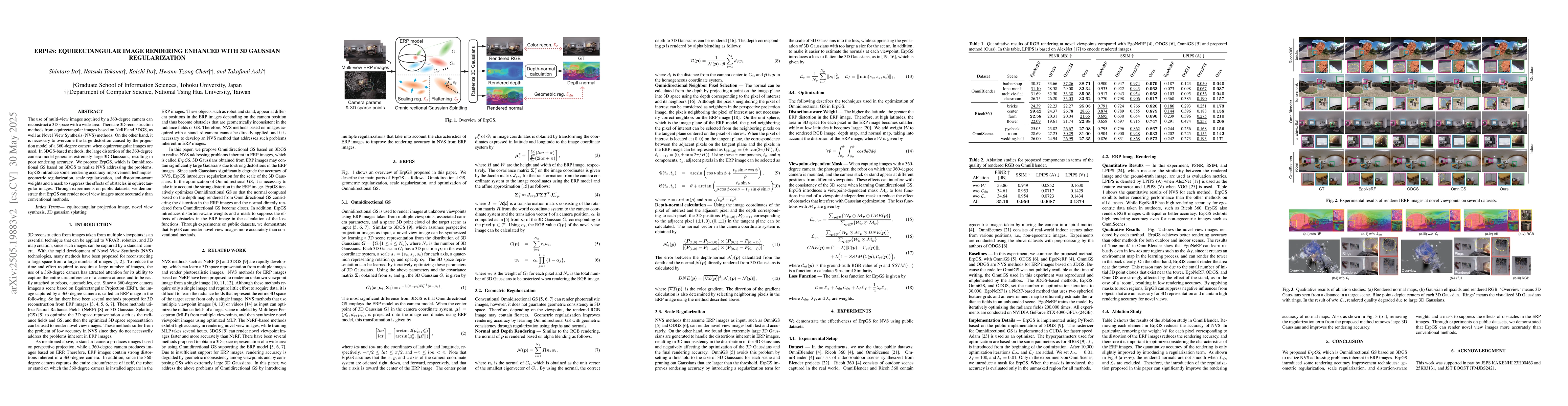 Thumbnail for ErpGS: Equirectangular Image Rendering enhanced with 3D Gaussian
  Regularization