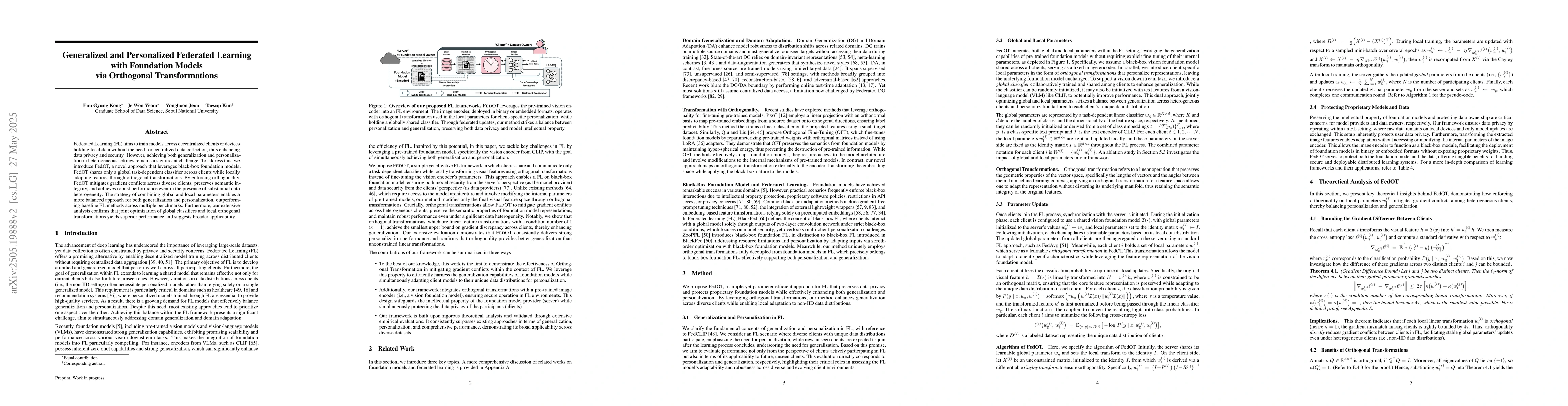 Thumbnail for Generalized and Personalized Federated Learning with Foundation Models
  via Orthogonal Transformations