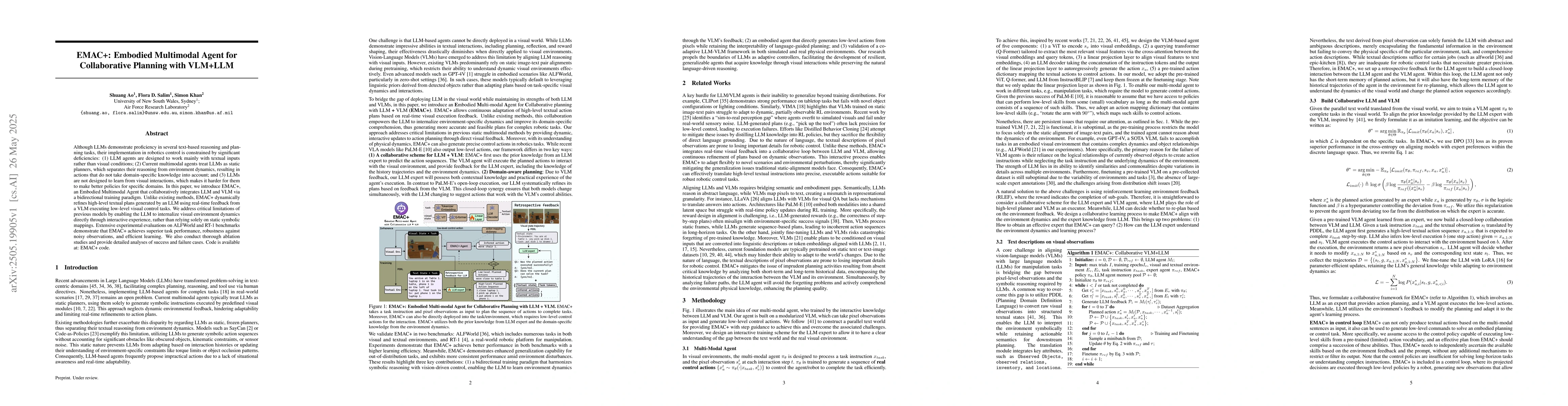 Thumbnail for EMAC+: Embodied Multimodal Agent for Collaborative Planning with VLM+LLM