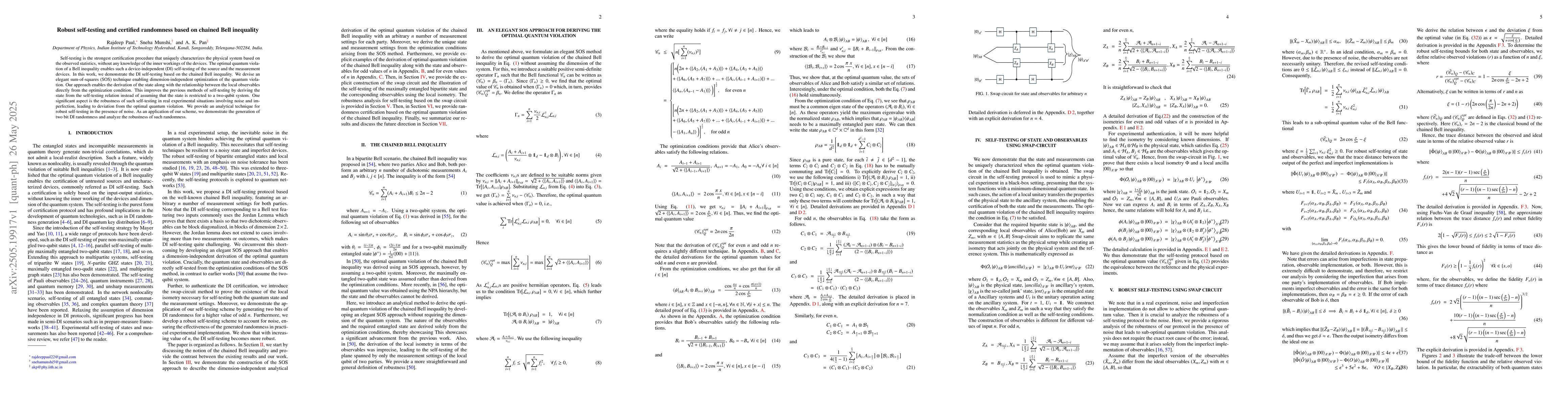 Thumbnail for Robust self-testing and certified randomness based on chained Bell
  inequality