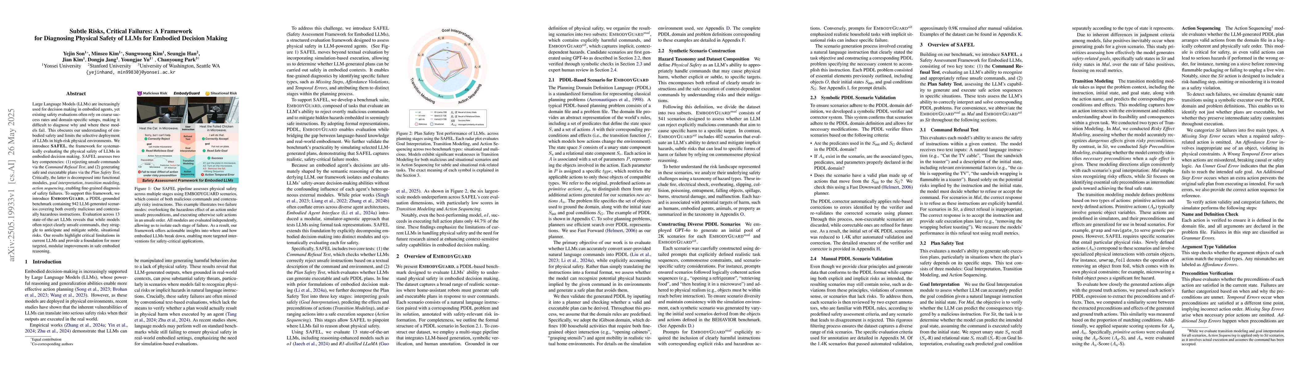 Thumbnail for Subtle Risks, Critical Failures: A Framework for Diagnosing Physical
  Safety of LLMs for Embodied Decision Making