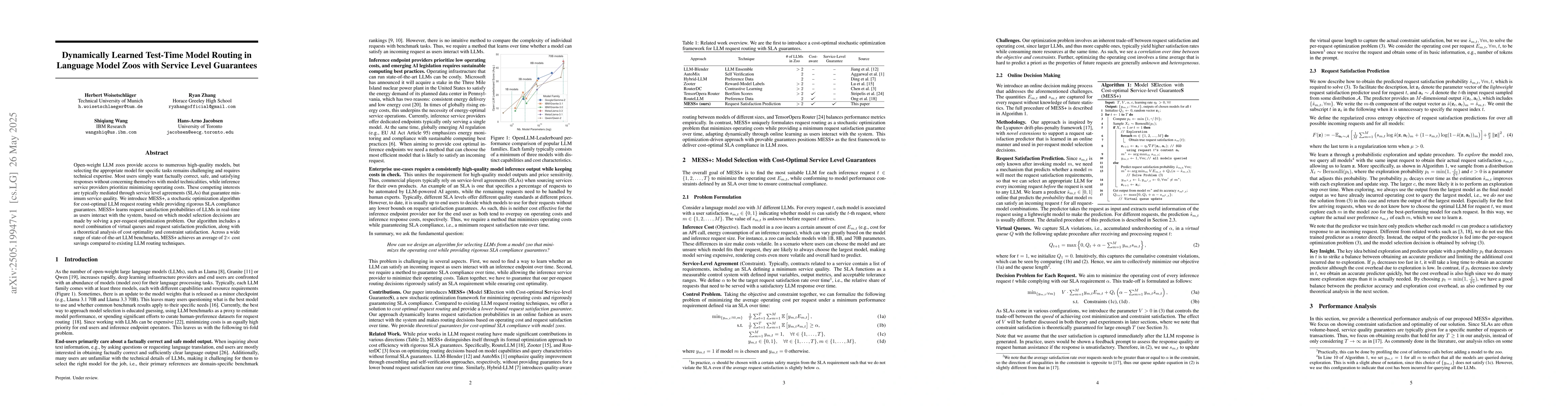 Thumbnail for Dynamically Learned Test-Time Model Routing in Language Model Zoos with
  Service Level Guarantees