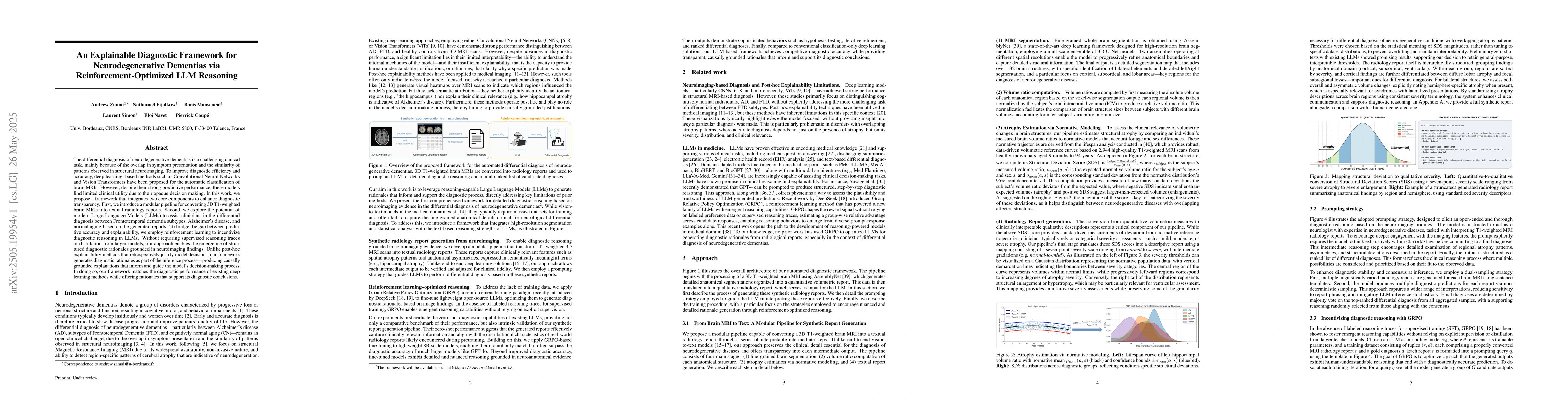 Thumbnail for An Explainable Diagnostic Framework for Neurodegenerative Dementias via
  Reinforcement-Optimized LLM Reasoning