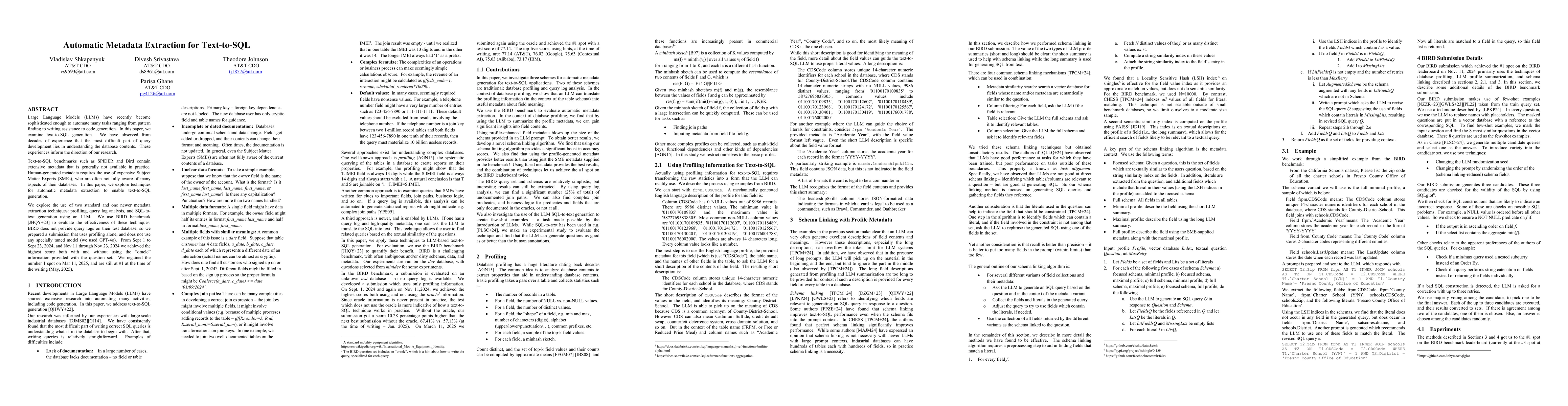 Thumbnail for Automatic Metadata Extraction for Text-to-SQL