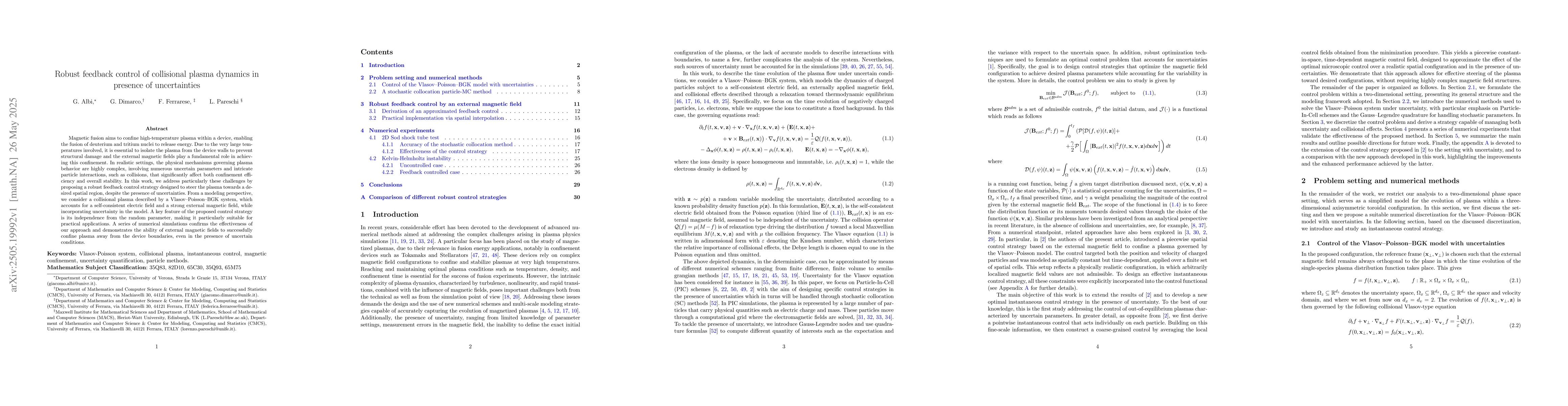 Thumbnail for Robust feedback control of collisional plasma dynamics in presence of
  uncertainties