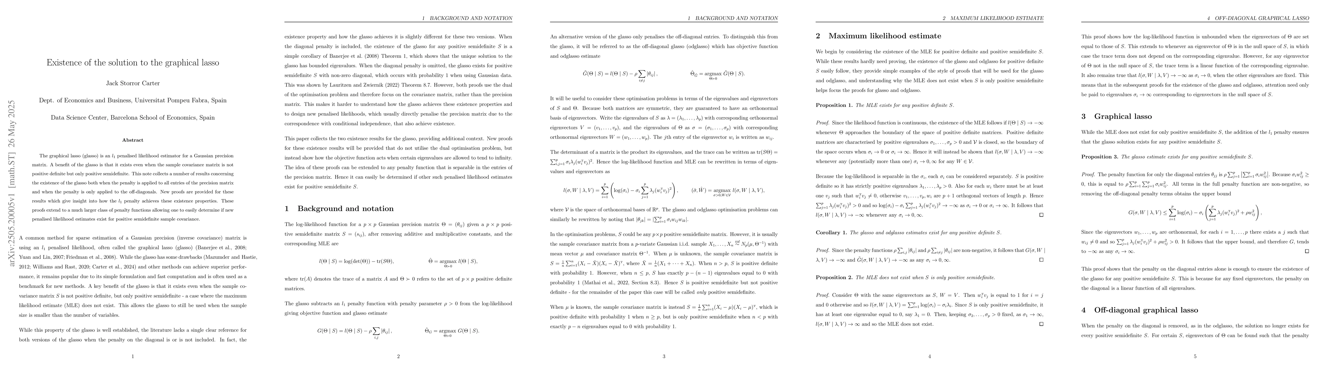 Thumbnail for Existence of the solution to the graphical lasso