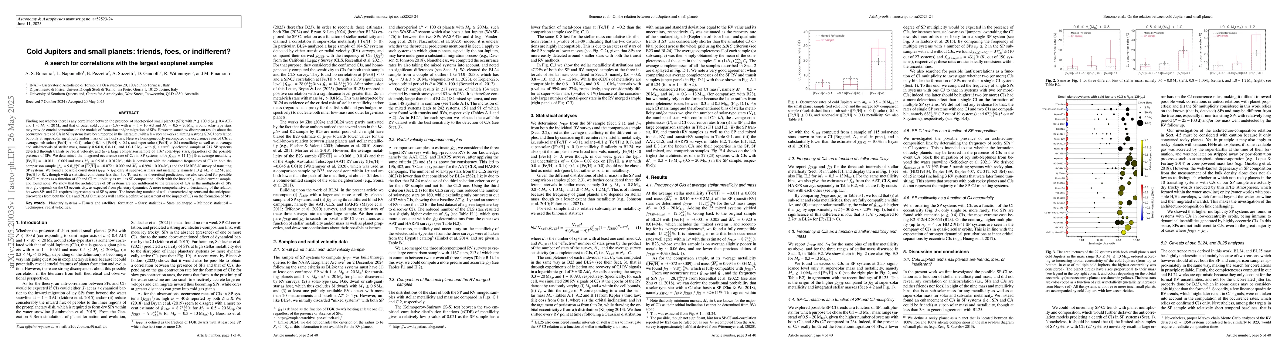 Thumbnail for Cold Jupiters and small planets: friends, foes, or indifferent? A search
  for correlations with the largest exoplanet samples