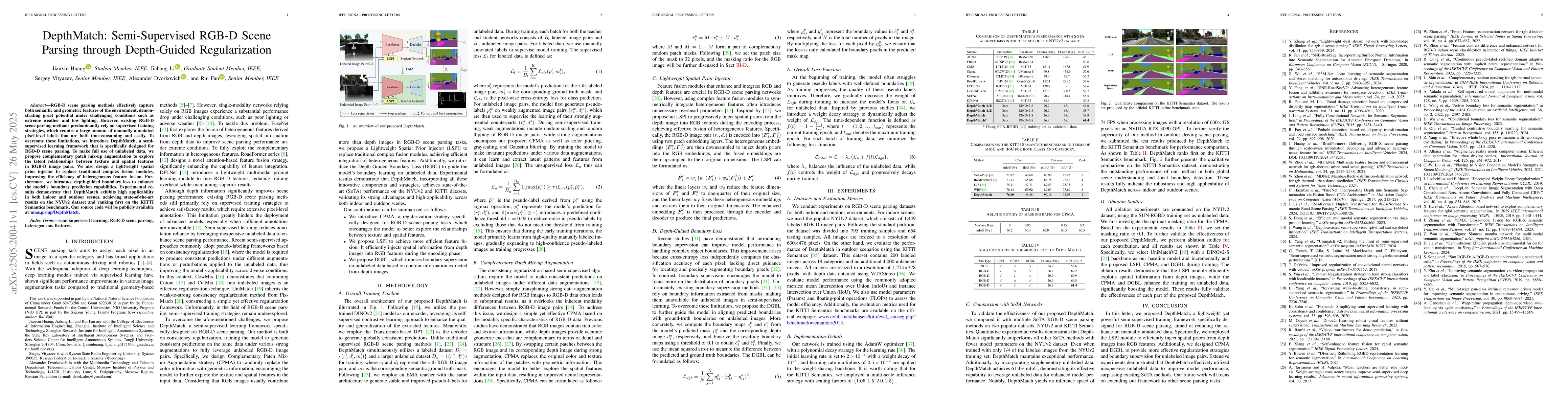 Thumbnail for DepthMatch: Semi-Supervised RGB-D Scene Parsing through Depth-Guided
  Regularization