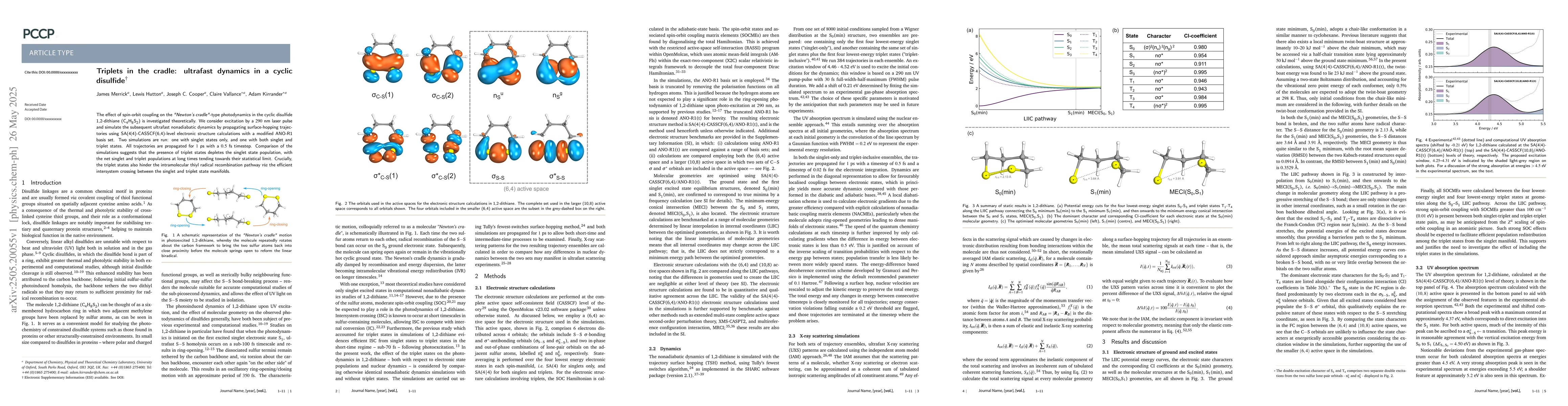 Thumbnail for Triplets in the cradle: ultrafast dynamics in a cyclic disulfide
