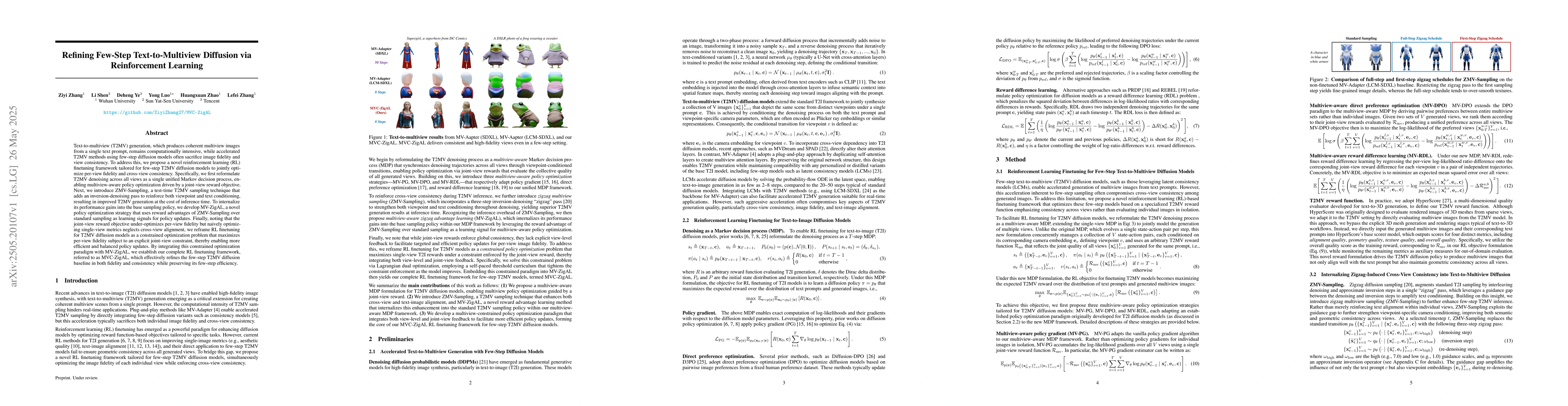 Thumbnail for Refining Few-Step Text-to-Multiview Diffusion via Reinforcement Learning