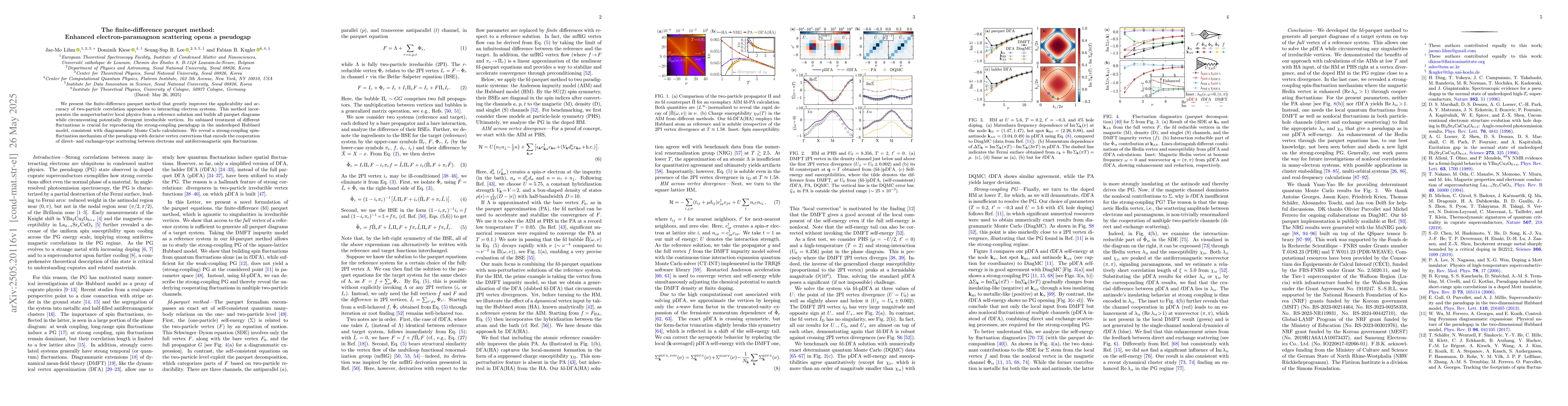 Thumbnail for The finite-difference parquet method: Enhanced electron-paramagnon
  scattering opens a pseudogap