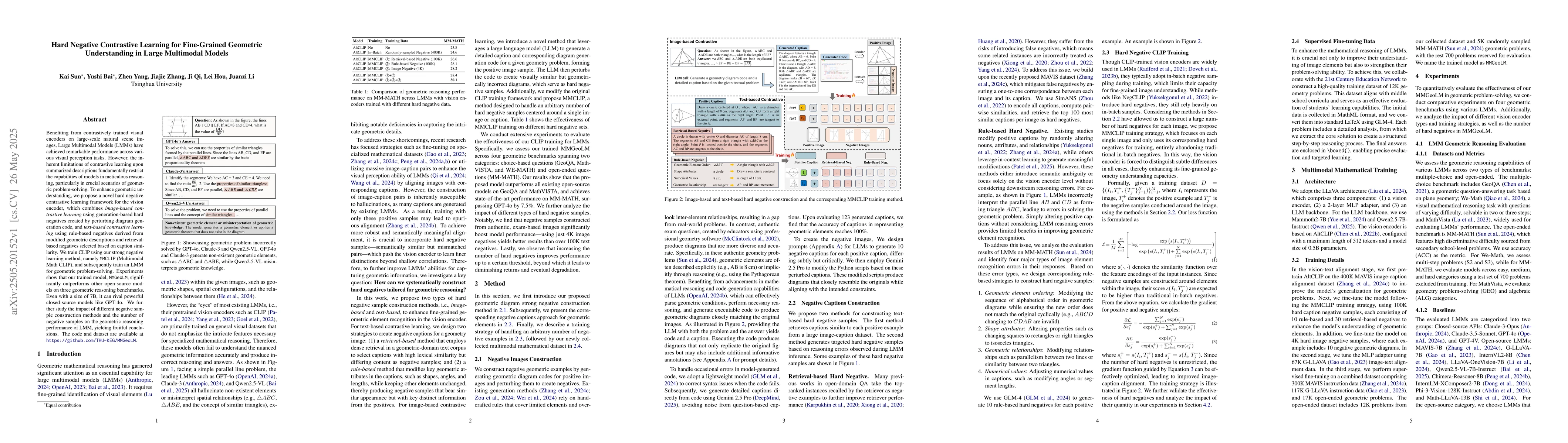 Thumbnail for Hard Negative Contrastive Learning for Fine-Grained Geometric
  Understanding in Large Multimodal Models