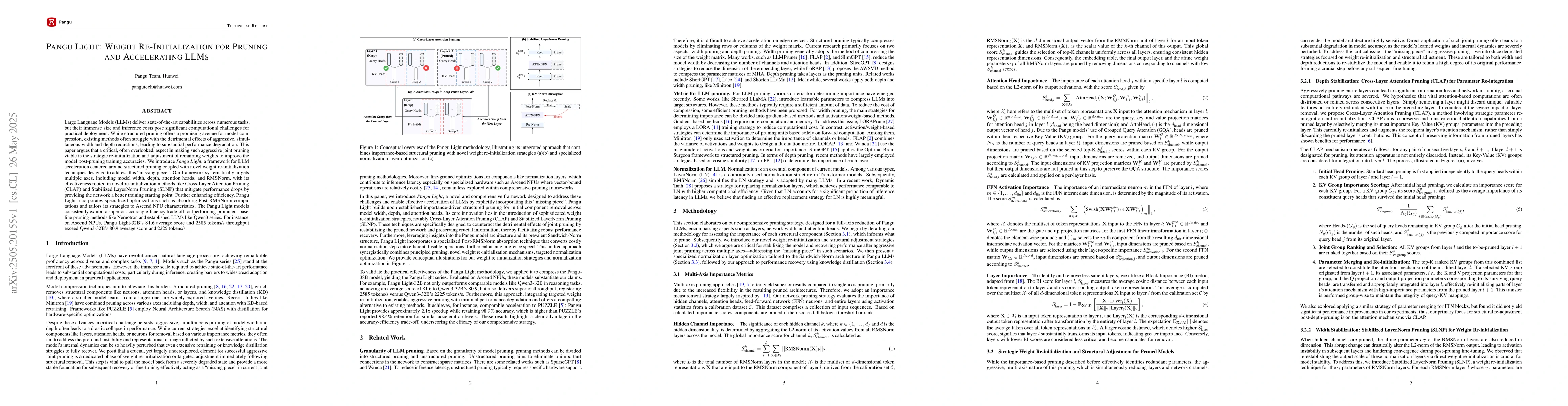 Thumbnail for Pangu Light: Weight Re-Initialization for Pruning and Accelerating LLMs