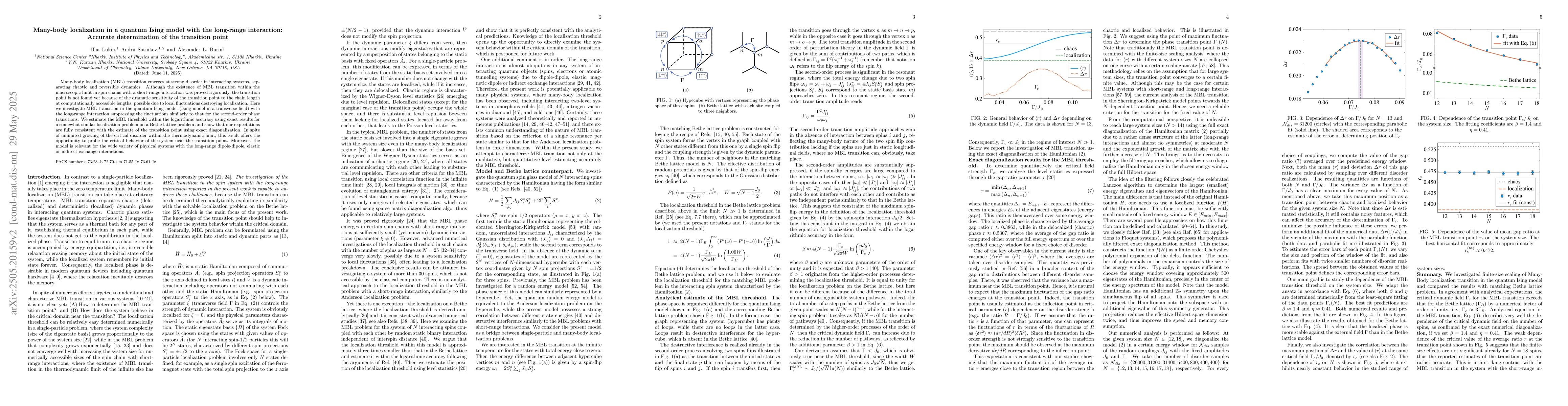 Thumbnail for Many-body localization in a quantum Ising model with the long-range
  interaction: Accurate determination of the transition point