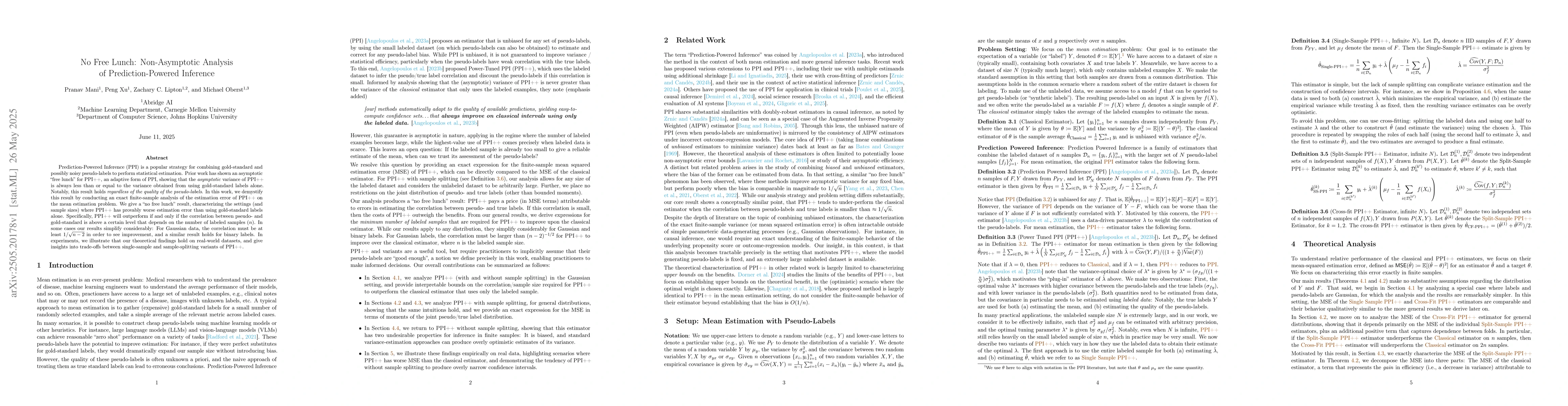 Thumbnail for No Free Lunch: Non-Asymptotic Analysis of Prediction-Powered Inference