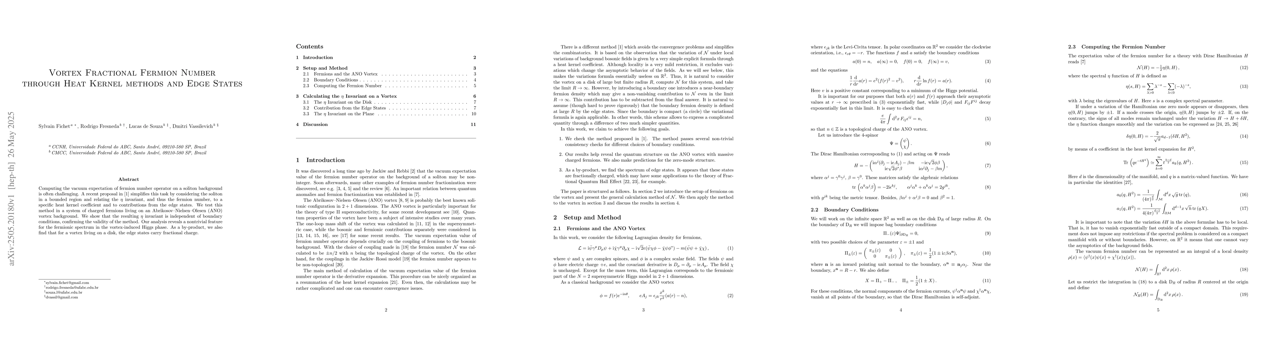 Thumbnail for Vortex Fractional Fermion Number through Heat Kernel methods and Edge
  States