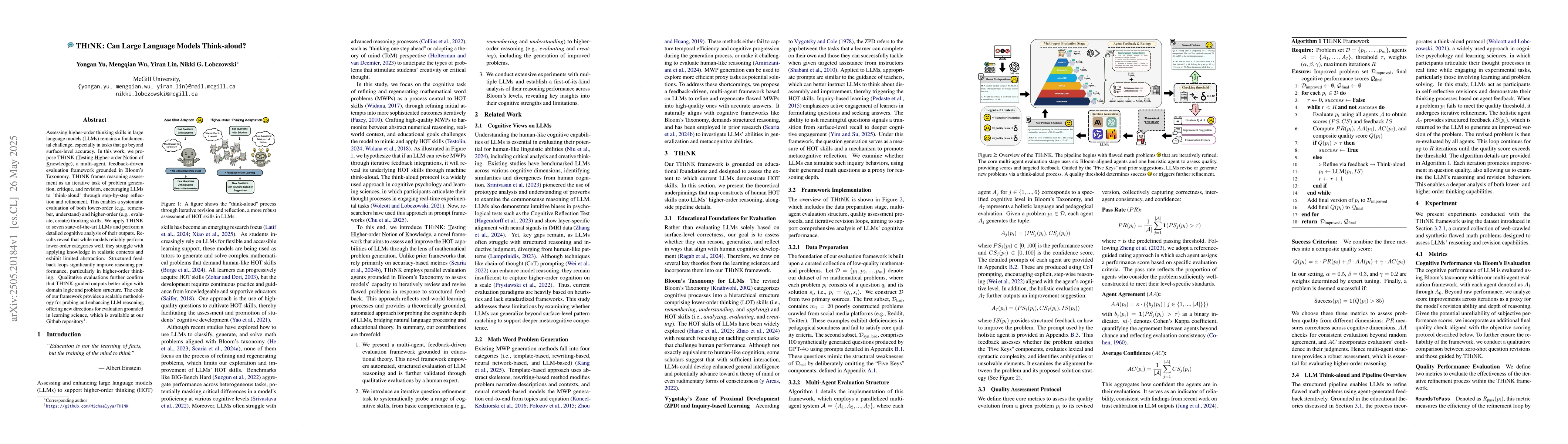Thumbnail for THiNK: Can Large Language Models Think-aloud?