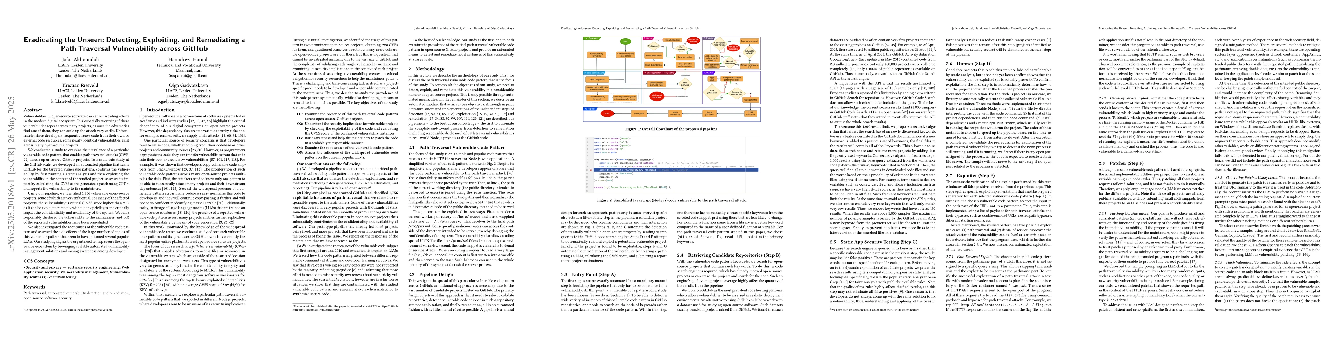 Thumbnail for Eradicating the Unseen: Detecting, Exploiting, and Remediating a Path
  Traversal Vulnerability across GitHub