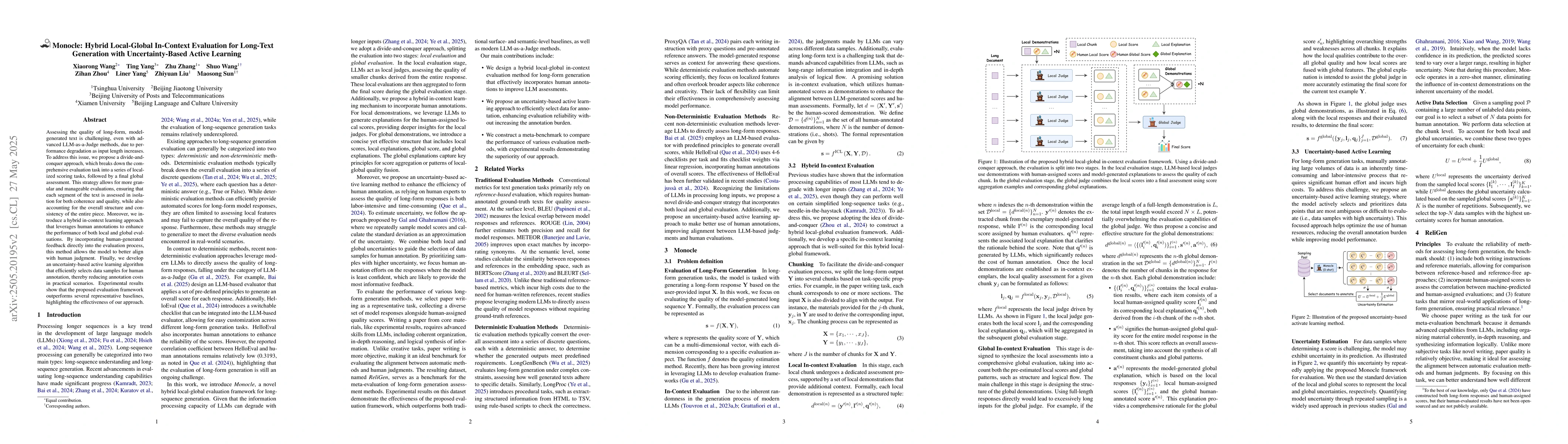 Thumbnail for Monocle: Hybrid Local-Global In-Context Evaluation for Long-Text
  Generation with Uncertainty-Based Active Learning