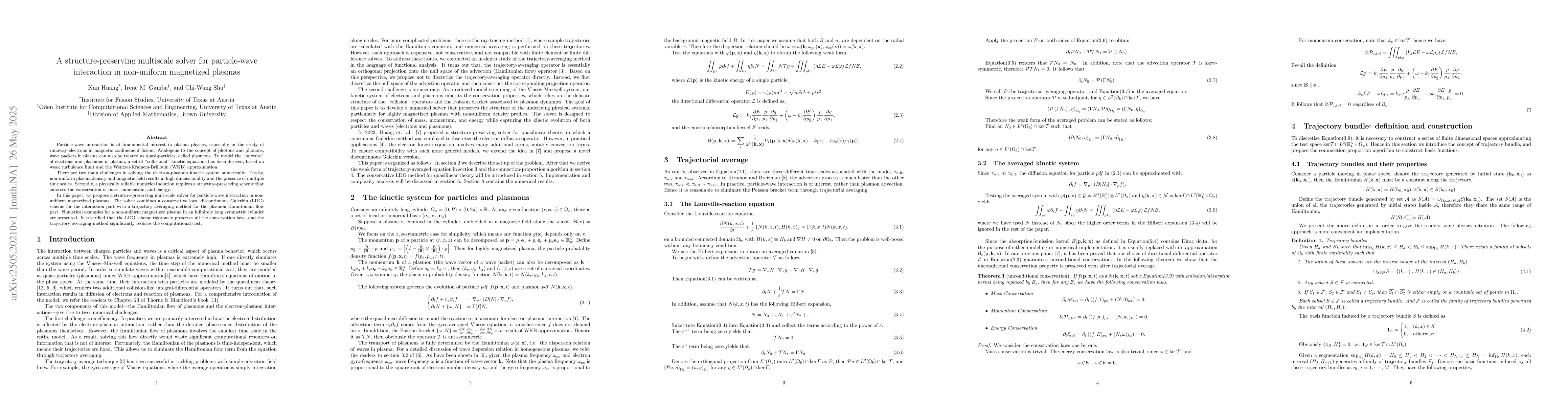 Thumbnail for A structure-preserving multiscale solver for particle-wave interaction
  in non-uniform magnetized plasmas