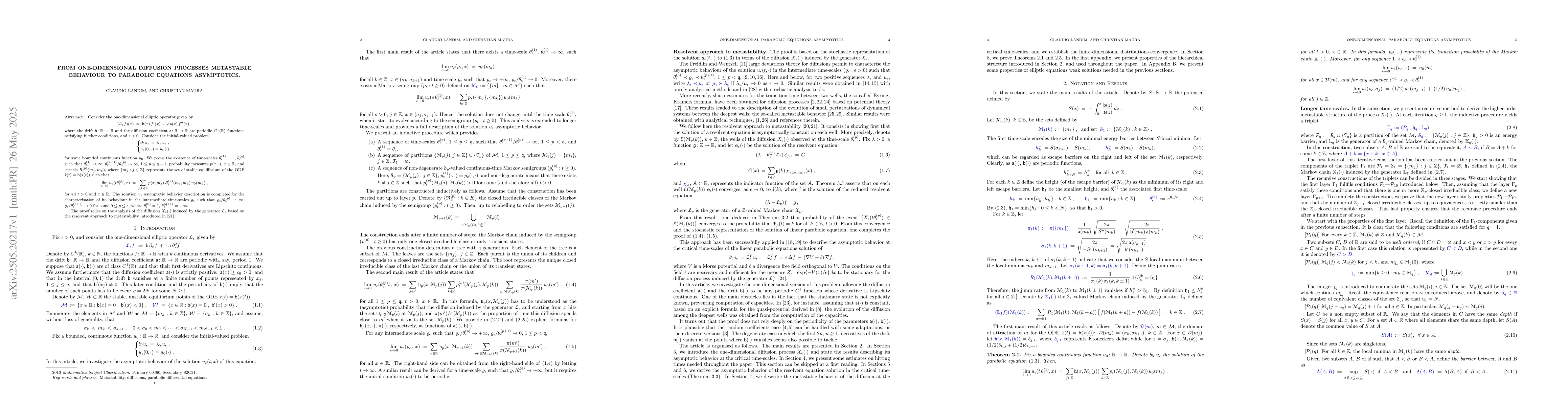 Thumbnail for From one-dimensional diffusion processes metastable behaviour to
  parabolic equations asymptotics