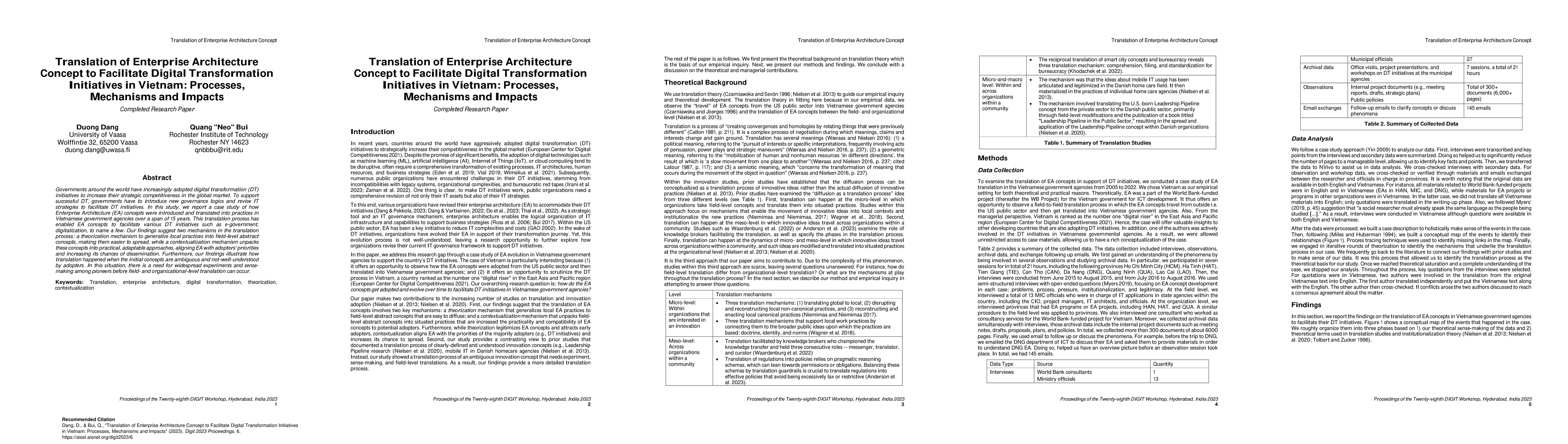 Thumbnail for Translation of Enterprise Architecture Concept to Facilitate Digital
  Transformation Initiatives in Vietnam: Processes, Mechanisms and Impacts