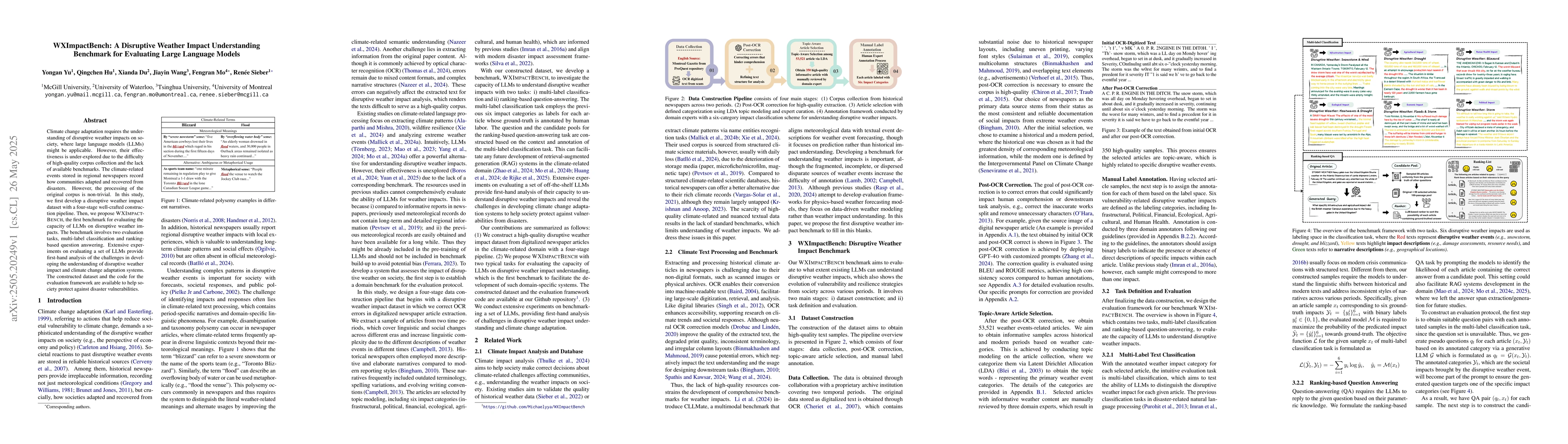 Thumbnail for WXImpactBench: A Disruptive Weather Impact Understanding Benchmark for
  Evaluating Large Language Models