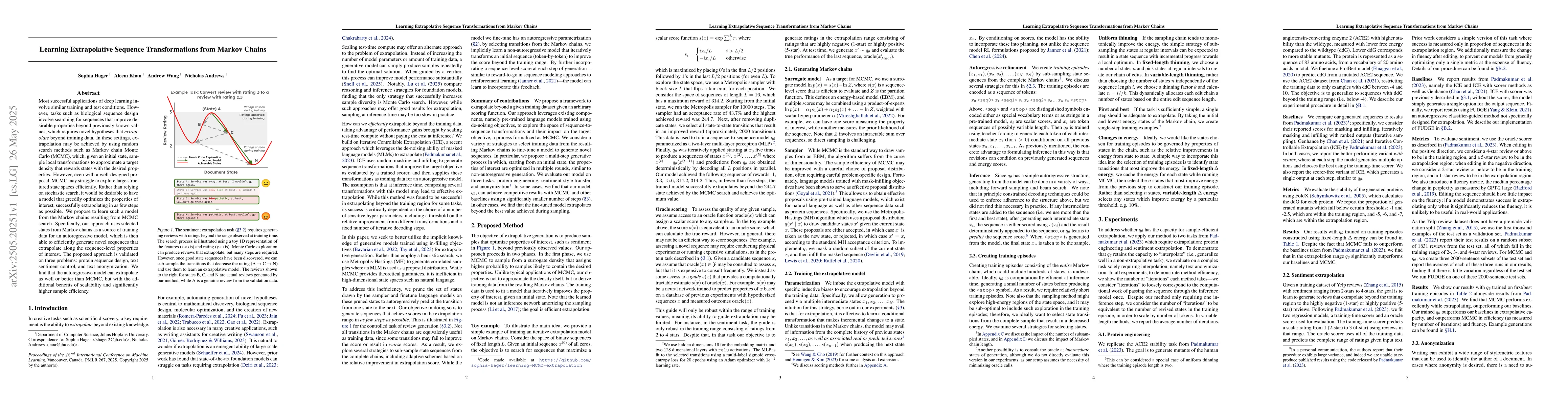 Thumbnail for Learning Extrapolative Sequence Transformations from Markov Chains