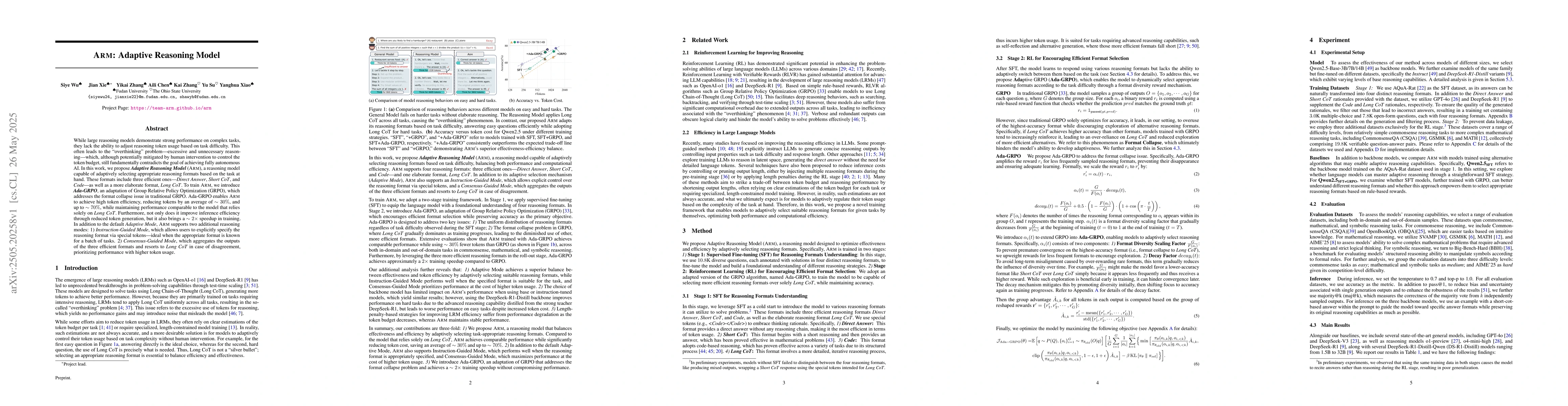 Thumbnail for ARM: Adaptive Reasoning Model