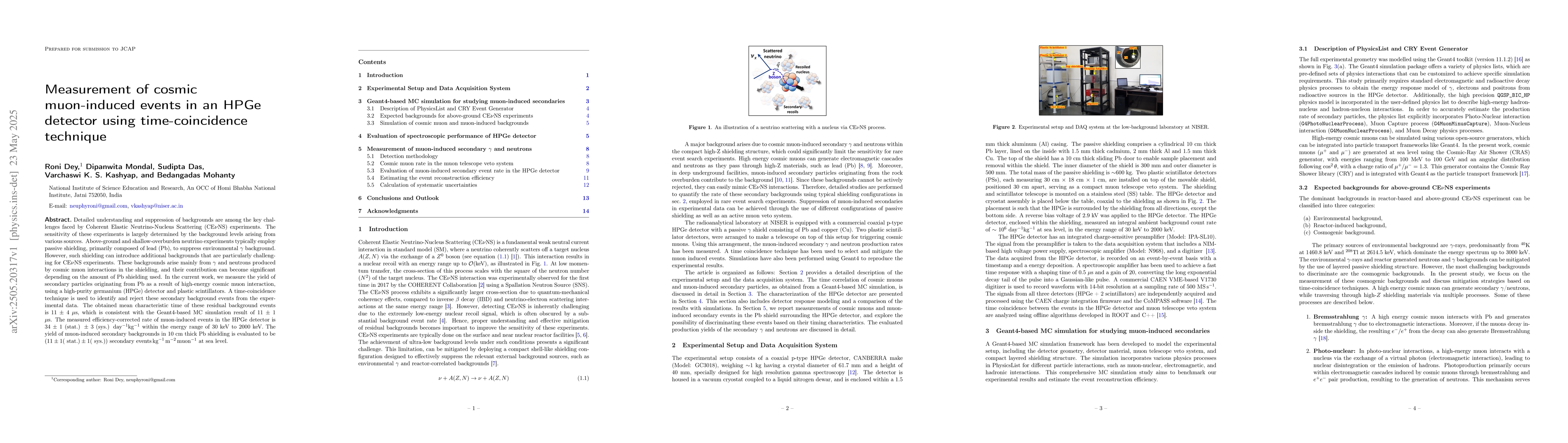 Thumbnail for Measurement of cosmic muon-induced events in an HPGe detector using
  time-coincidence technique