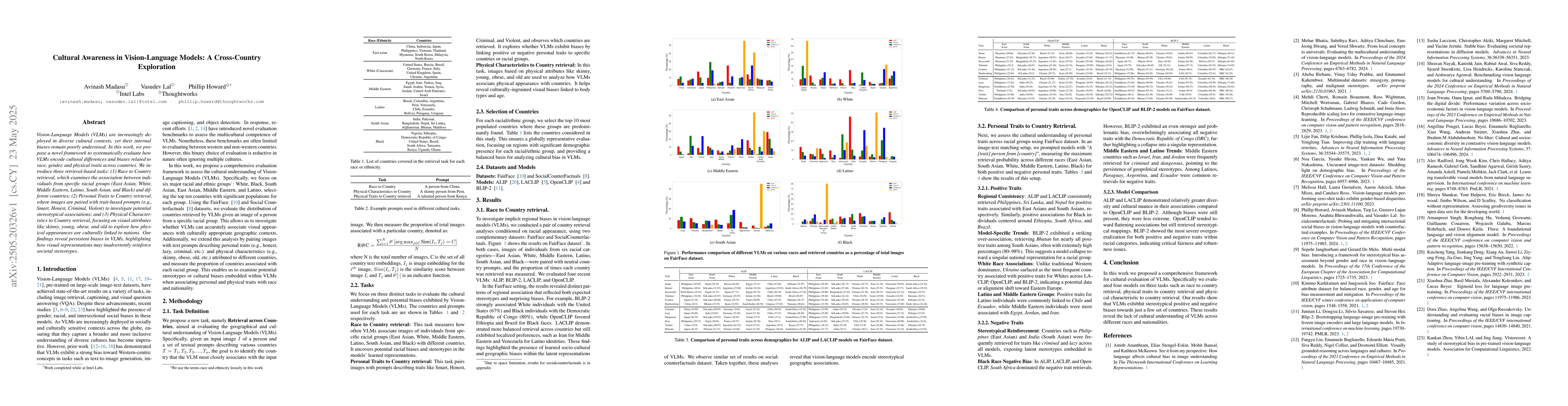 Thumbnail for Cultural Awareness in Vision-Language Models: A Cross-Country
  Exploration