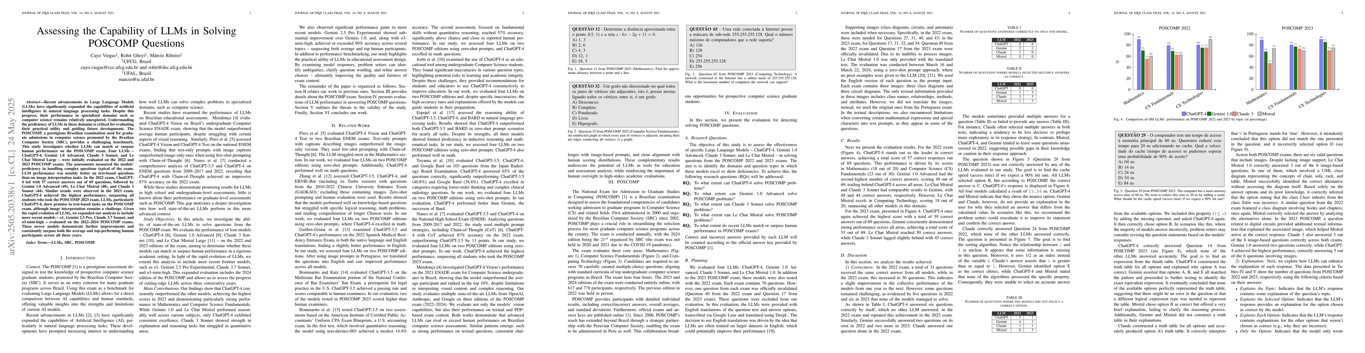 Thumbnail for Assessing the Capability of LLMs in Solving POSCOMP Questions