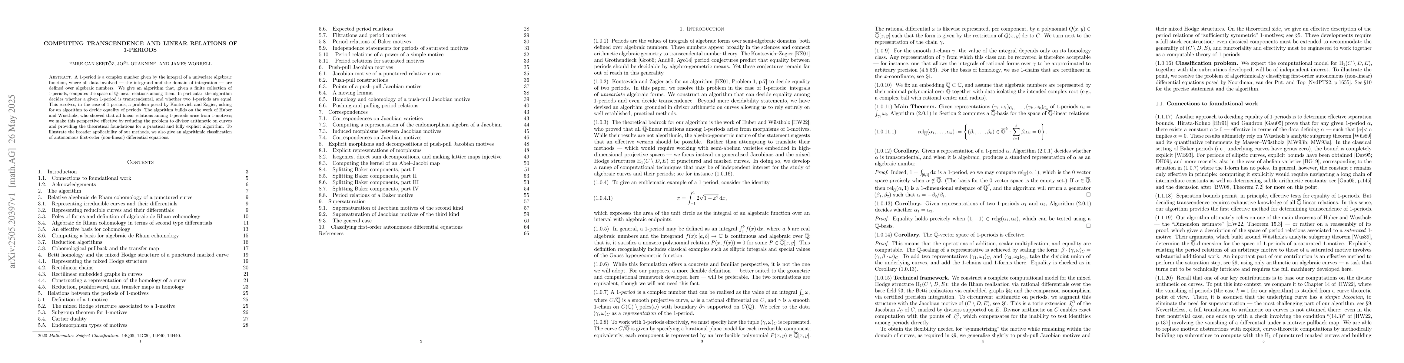 Thumbnail for Computing transcendence and linear relations of 1-periods