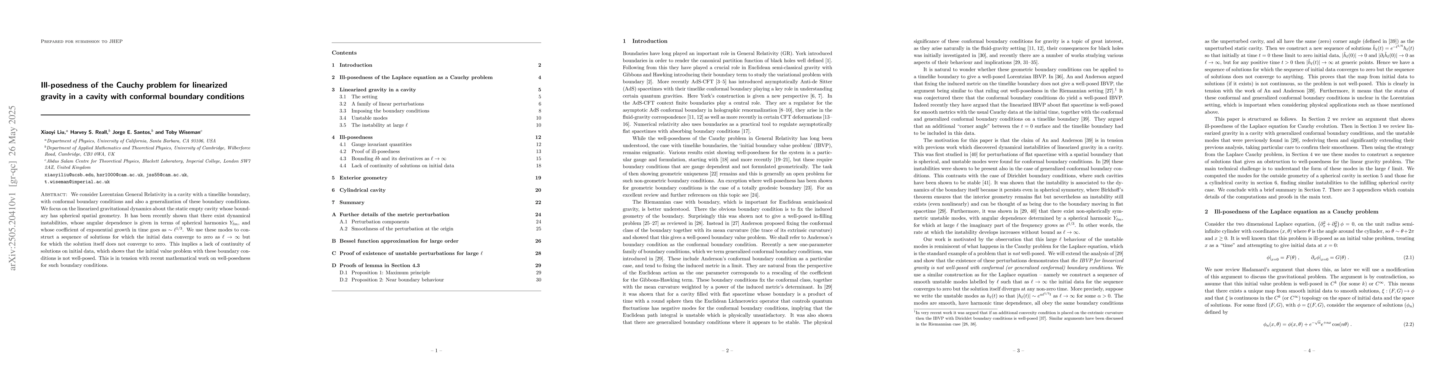 Thumbnail for Ill-posedness of the Cauchy problem for linearized gravity in a cavity
  with conformal boundary conditions