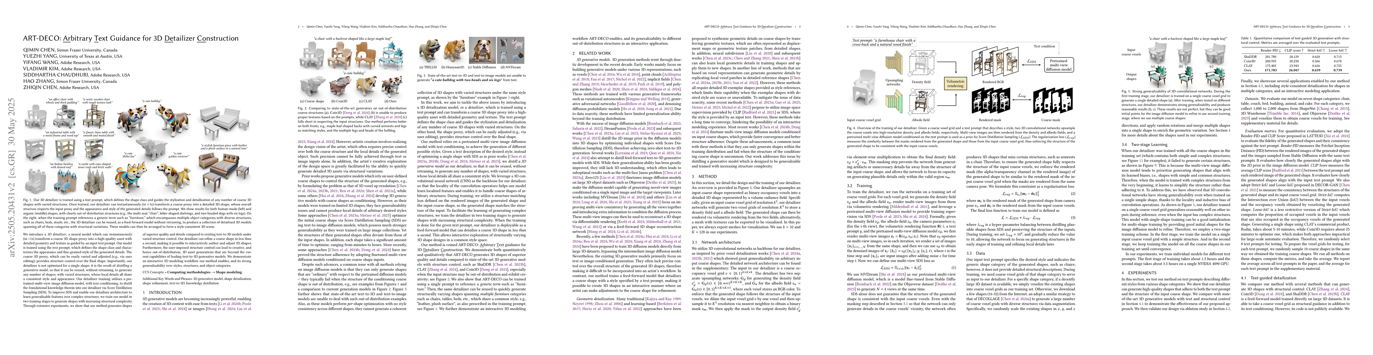 Thumbnail for ART-DECO: Arbitrary Text Guidance for 3D Detailizer Construction