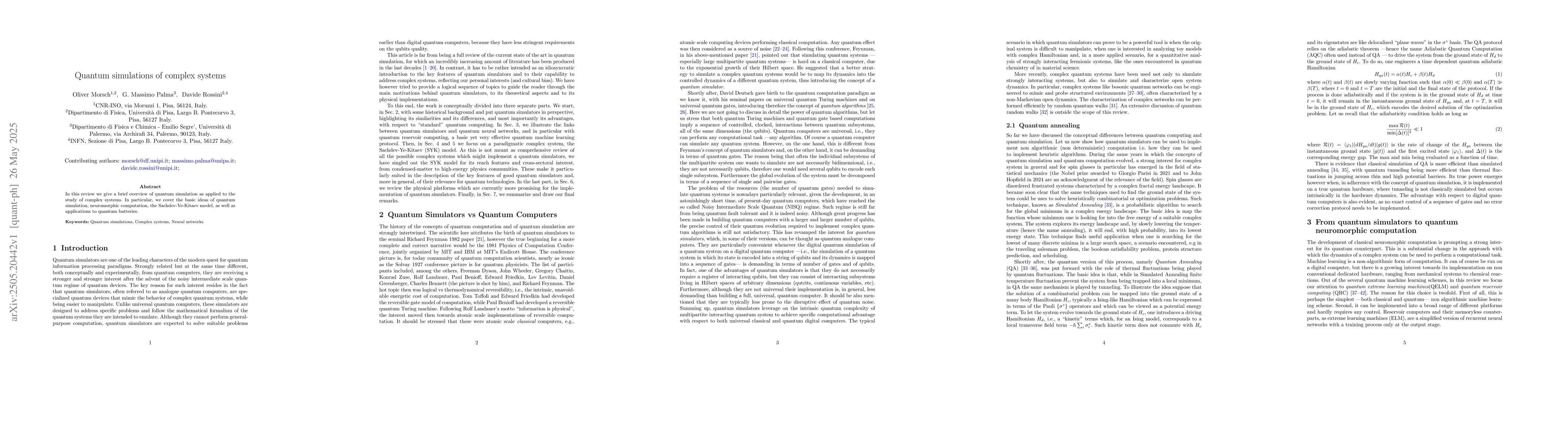 Thumbnail for Quantum simulations of complex systems