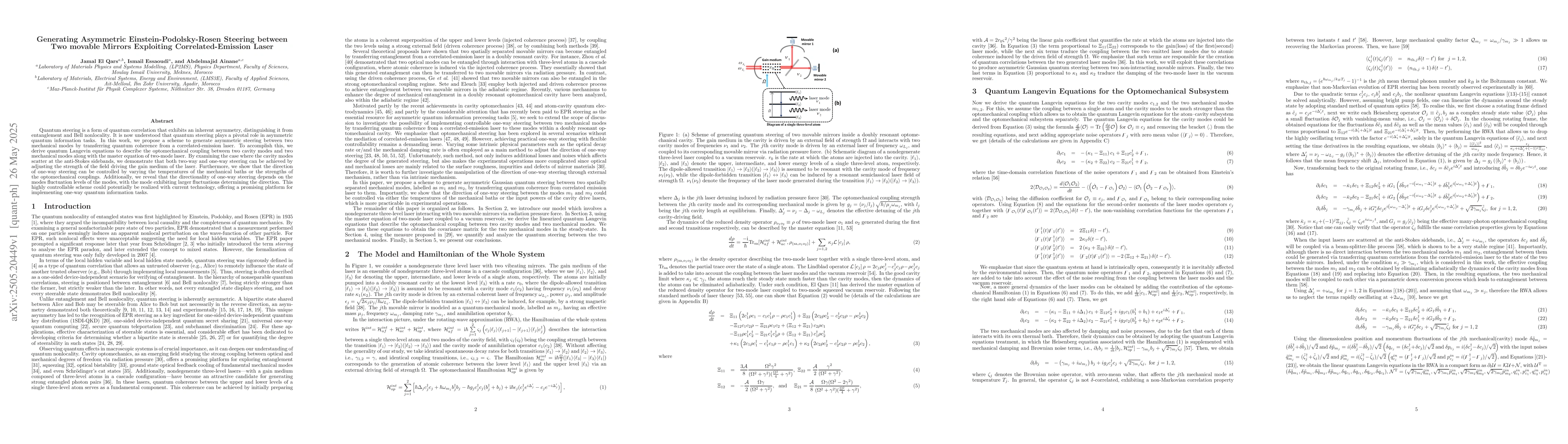 Thumbnail for Generating Asymmetric Einstein-Podolsky-Rosen Steering between Two
  movable Mirrors Exploiting Correlated-Emission Laser