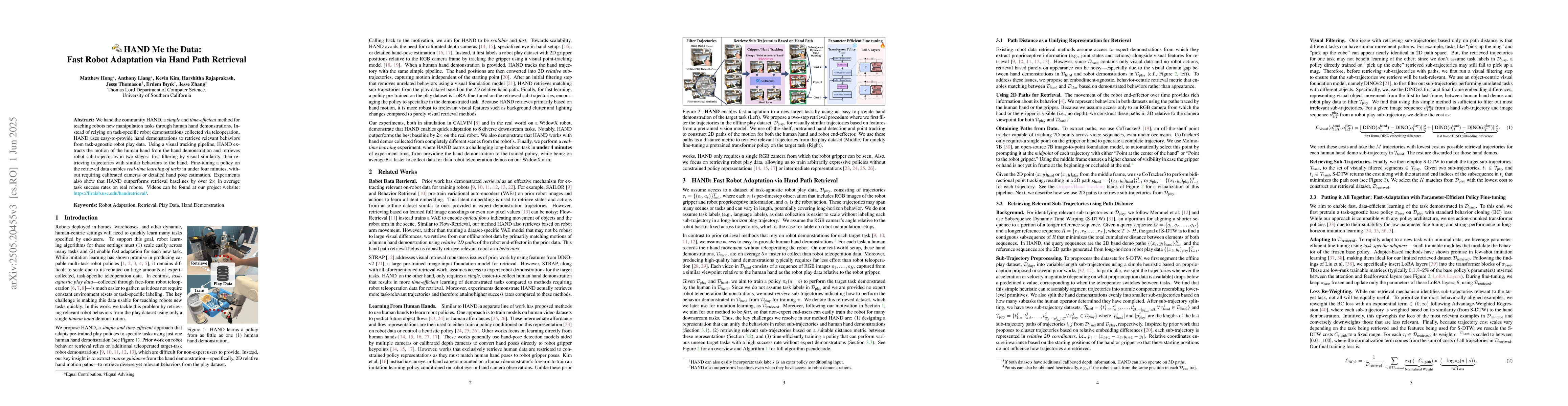 Thumbnail for HAND Me the Data: Fast Robot Adaptation via Hand Path Retrieval