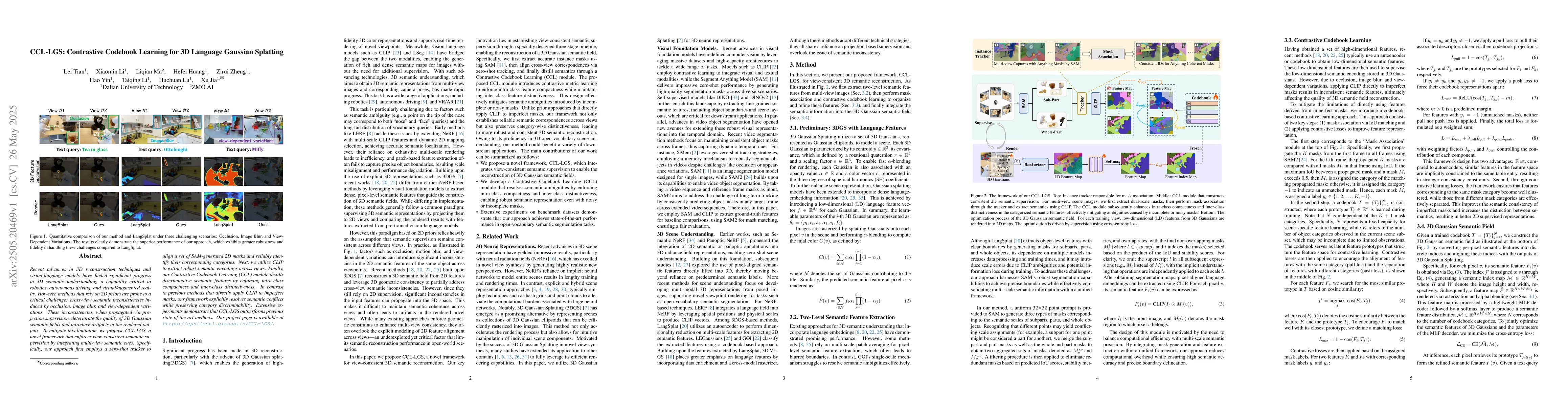 Thumbnail for CCL-LGS: Contrastive Codebook Learning for 3D Language Gaussian
  Splatting