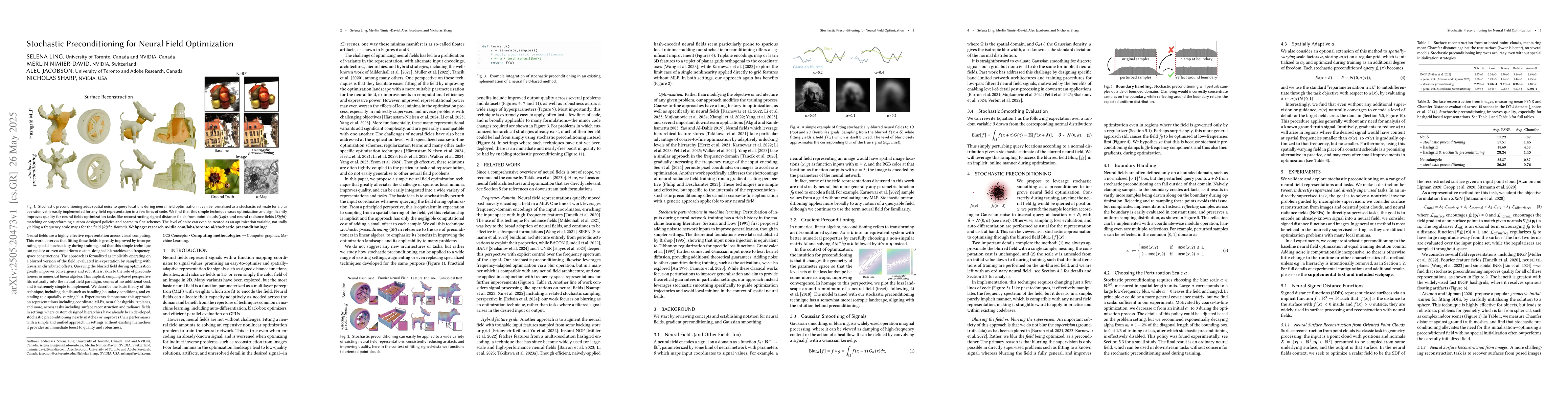 Thumbnail for Stochastic Preconditioning for Neural Field Optimization