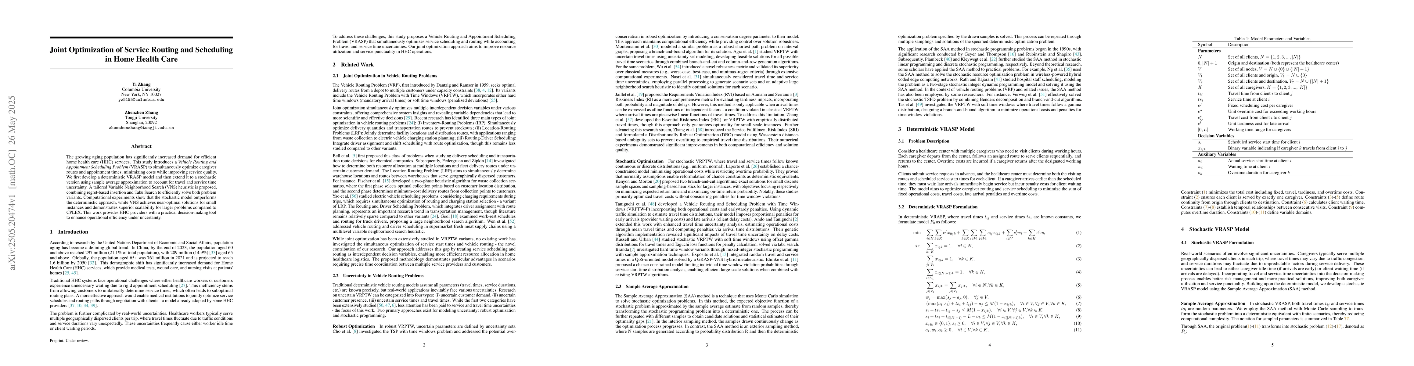 Thumbnail for Joint Optimization of Service Routing and Scheduling in Home Health Care